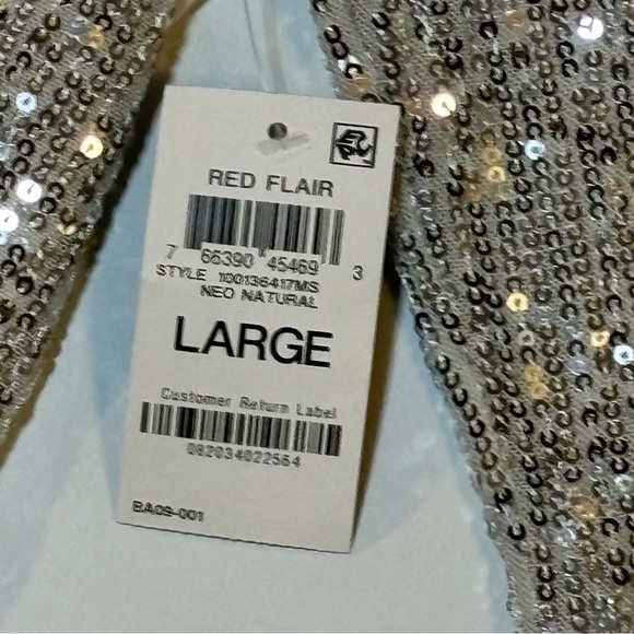 NWT JM Collection Silver Sequin Cold Shoulder Top L - Picture 11 of 11